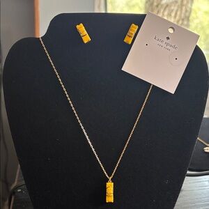 Kate Spade yellow taxi cab, necklace and erring set